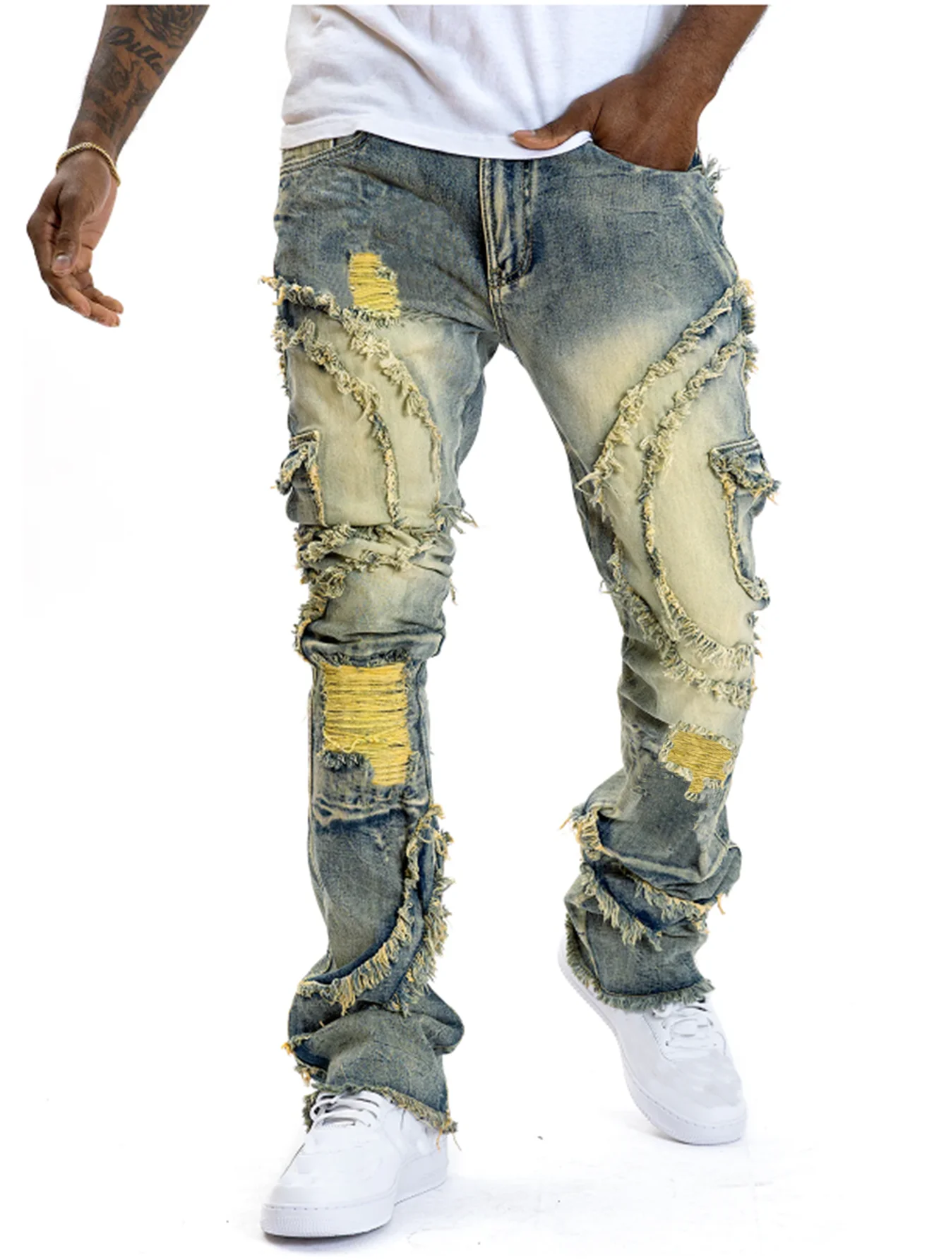 Men'S Fashion Jeans 2025 - 2025 New Men Ripped Stacked Jeans