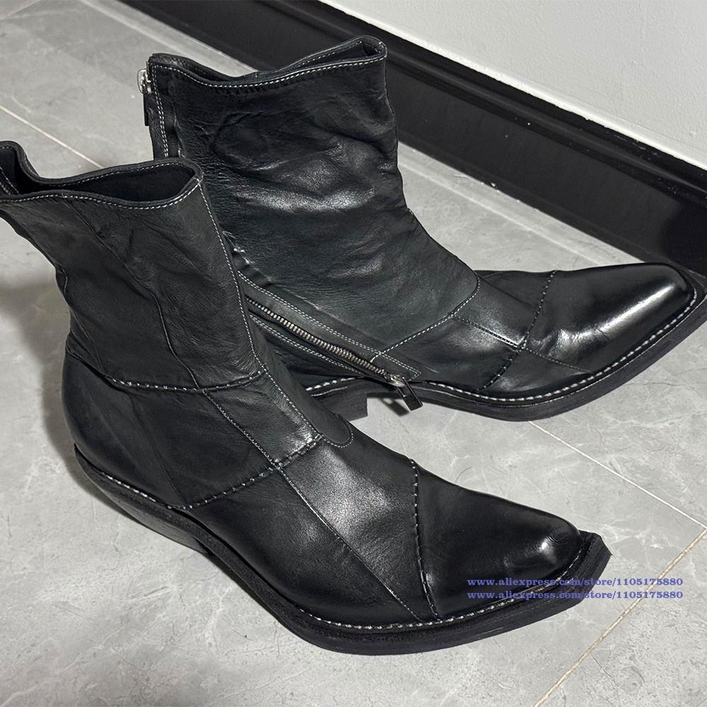 Black Leather Men's Boots Poin - огляд і ціна Chelsea Boots Men