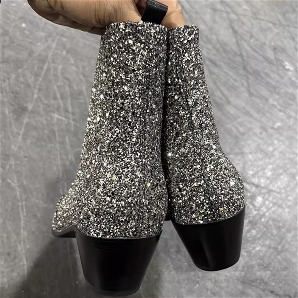 Silver Bling Bling Pointed Toe - огляд і ціна Chelsea Boots Men