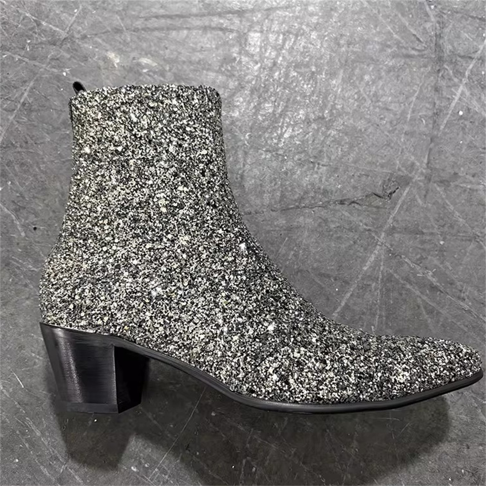Silver Bling Bling Pointed Toe - огляд і ціна Chelsea Boots Men