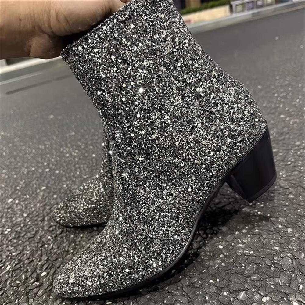 Silver Bling Bling Pointed Toe - огляд і ціна Chelsea Boots Men